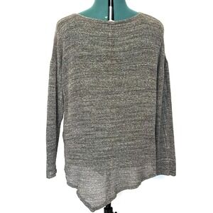 Eileen Fisher‎ Sweater Womens Large Gray Asymmetrical Hem 100% Cotton Knit